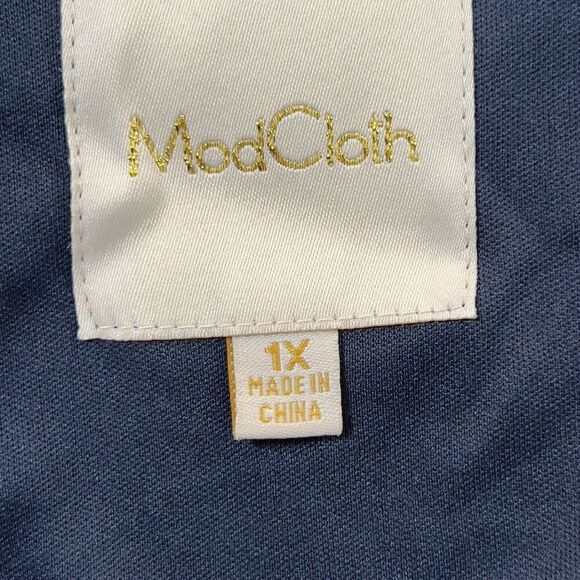 ModCloth Sheath Dress Womens Size 1X Navy Short Sleeve Stretch - Picture 9 of 15